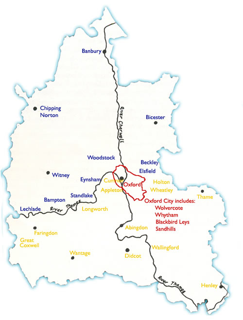 Oxfordshire Artweeks Regions map